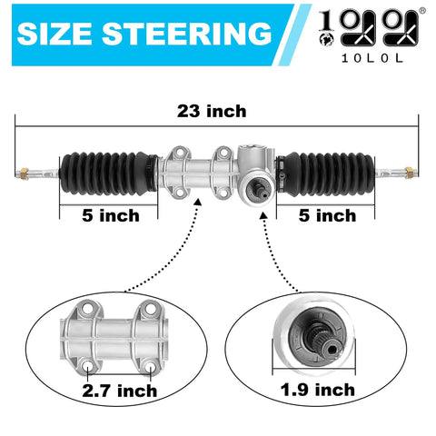 Heavy Duty Golf Cart Steering Gear Box Assembly Rack And Pinion Replacement for Drive Series G29 G22 with dimensions shown
