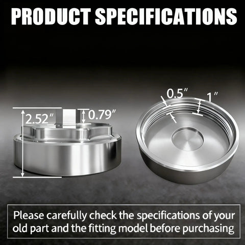 Dimensions of the Fuel Filter Housing Cover Cap Replacement For Ram 6 7L Diesel 2011 To 2024 shown with measurements.