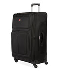 Softside Expandable Checked Luggage For Long Trips With 360 Spinner Wheels And Retractable Handle, 29 Inch Large Black Suitcase