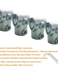 Half Inch Galvanized Steel Pipe Tee Fitting 90 Degree Single Socket 4 Pack with Allen Wrench
