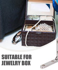 10 Pieces Zinc Alloy Jewelry Box Hinges 90 Degree Wooden Box Hinges for Miniature Furniture Chest with open jewelry box displayed