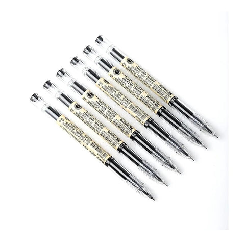 Gel Ink Pen Extra Fine Point 0.35mm Ballpoint Black For Office, School, And Home Use, side view of multiple pens aligned