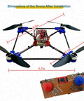 Build Your Own Dope Drone Kit With Brushless Motors And Dual Cameras, dimensions labeled, controller board visible