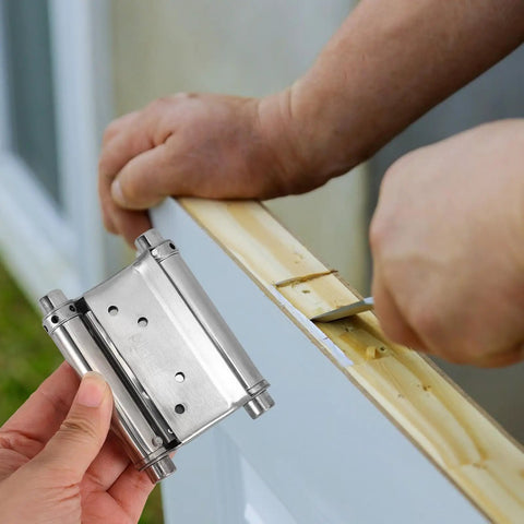 Installing Heavy Duty Stainless Steel Spring Hinges For Doors And Fences, Automatic Self Closing Double Swing Gate Hinges on wood frame