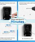 Step-by-step installation of Wall Mount Key Lock Box With 12 Digit Resettable Code Weatherproof Outdoor Key Safe For Home Office Garage Real Estate Large Capacity Built Tough Metal Code Lock With Mounting Hardware.