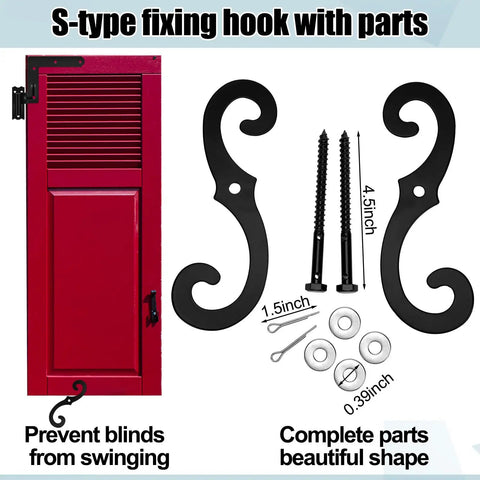 Beefy 24 Pack Steel Blind Shutter Hinges With S Holdback Hooks One And One Sixteenth Inch Exterior Shutters Hardware Kit