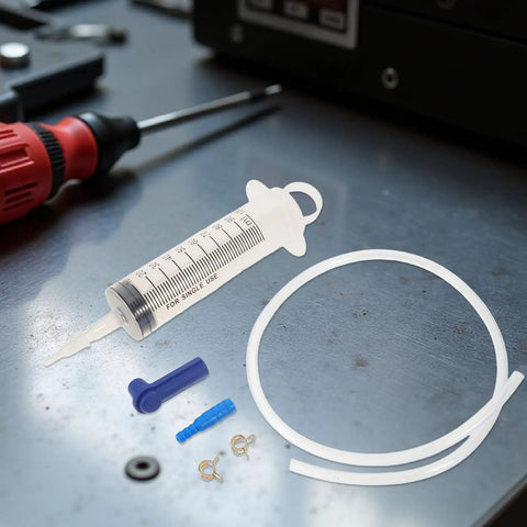 Heavy Duty Manual Fluid Extraction Pump For Automotive Engine Oil Transfer Tool components including syringe and tubing