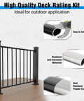 Slick Aluminum Railing Kit For Indoor Outdoor Deck And Stair Guard Rail With Pre Drilled Template For No Brainer Diy Install On Wood Or Concrete Without Posts At 36 Inches with easy-to-cut aluminum materials.