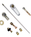 21-Inch Transmission Column Shift Linkage Kit for GM TH-200 200-4R TH-350 TH-400 4L60 4L60E 4L80E 700-R4 Universal Plug-and-Play Complete Kit With Rod Ends, Bushings, Washers, Nuts And Bolts, shown with linkage rod and hardware