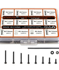 M2 Metric Hex Socket Head Cap Screw Kit With Nuts And Washers, 960 Pieces, black alloy steel fasteners set with hex wrench and screws