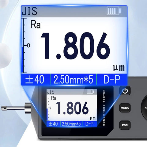 Pro Grade Surface Roughness Tester With 5 Micron Diamond Stylus Inductive Sensor High Precision Digital Profilometer display