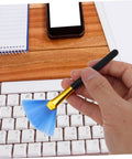Twenty Piece Keyboard Cleaning Brush Set For Gaming Setup Electronics Soft Bristle Dust Removal Tool Sturdy Wood Handle Deep Clean Keycap Detailing Best For Home Office Tasks, blue bristles on white keyboard