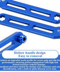 Blue 6-In-1 Bike Crank Removal Tool And Bottom Bracket Wrench For 12/16 Notches And 39/41/44/46/49mm Sizes, aluminum with handle slots