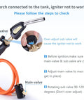 Diagram showing adjustments for a Propane Torch Hose Kit 3.6Ft With MAP Gas Torch Kit Trigger Start Adjustable Heat Knob Near Torch Head