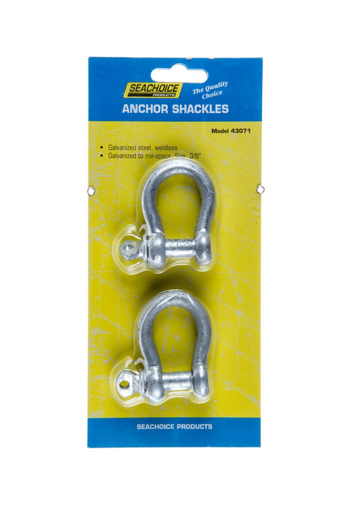 Galvanized Steel Anchor Shackles 3/8 Inch Pair With Screw Pin Design blister pack