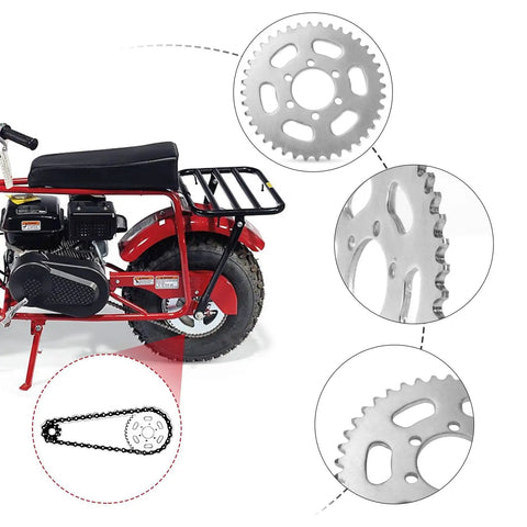 40T Rear Sprocket For 35 Chain Go Kart Quad Mini Bike Dirt Bikes Replacement Part with burn marked surface, close-up view