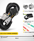 2 Inch Rear Hitch Receiver Kit For 2007 To 2018 Jeep Wrangler JK 4 Pin Wiring Harness shown with copper wire and terminals