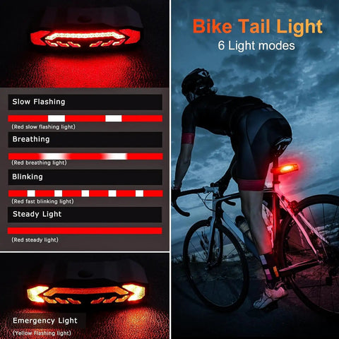 Ultra Bright Bike Light Set With Horn Alarm And Remote Tail Light With Turn Signals And Brake Light For Late Night Rides Front And Rear Rechargeable Headlights 900 Lumens Six Modes Anti Glare T Beam