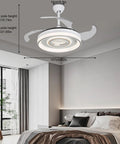 Pwefhsdjvh Ceiling Fan with LED Light 6-Speed Remote Control in a modern bedroom, 42 inches, white finish, with adjustable lighting.