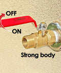 Heavy Duty Brass Garden Hose Shut Off Valve, 3/4 Inch GHT Thread, Long Handle For Easy Turn, wall installation view