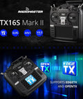 Pro Grade RC Transmitter TX16S MKII V4.0 With Hall Gimbals And ELRS 2.4G for Drones and RC Models with USB-C fast charging.