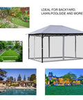 10x12 Gazebo Replacement Mosquito Netting With Four Panel Zippered Sidewalls Built To Fit Most 10x12 Gazebos, shown in backyard setting