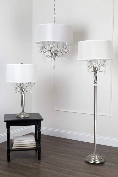 Crystal Silver Table Lamp With E12 Socket And On Off Switch UL Listed 16 By 16 By 30 Inches Max 40 Watt Bulb Modern Decorative Accent Light