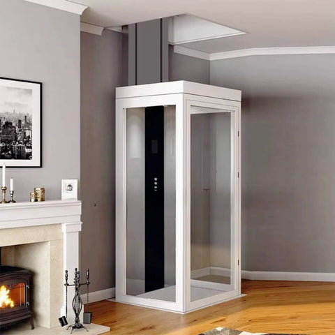 Through Ceiling Compact Home Elevator Shaftless Design For Space Saving Living With Zero Wall Damage Heritage Approved, in living room