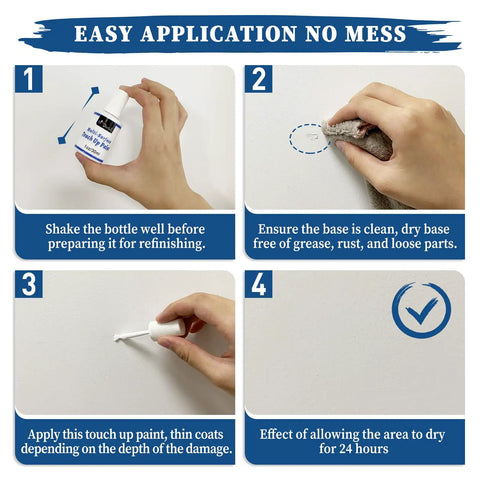 Instructions for using Perfect White Multi Surface Touch Up Paint Pen With Built-In Brush Fast Dry Water Based Acrylic Low Odor 1.5 Fl Oz Semi Gloss Finish For Walls Trim Doors Cabinets Wood Furniture And Appliances