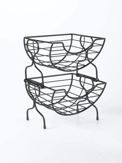Single Serve Coffee Pod Basket Stacked Two Tier Wire Organizer For K Cups Keeps Your Flavors Handy On The Counter Office Or Home Kitchen Modern Black Finish