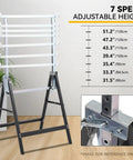 Two Pack Saw Stand Sawhorse With Adjustable Seven Level Quick Build Foldable Heavy Duty Miter Saw Stand Max Capacity 440 Lbs Black and Chrome For Workshop Jobsite and DIY Projects For Shop Pros And DIYers
