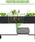 Elevated Garden Bed With Legs And Storage Shelf, Mobile Planter Box For Outdoor Plants, Heavy Duty Metal Raised Garden Bed For Backyard Or Balcony, Anti Rust Coating, Black, 51 By 26 By 31.5 Inches showing proper drainage system.