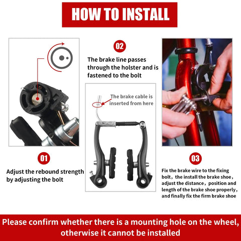 Diagram showing installation of All In One Bike Brake Kit With Front And Rear Calipers Levers Cables Plus Multi Tool And Wrenches Includes Cable Ties And User Friendly Hardware Universal MTB Black For DIY Install.
