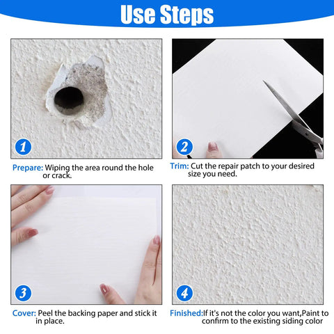 Vinyl Siding Repair Patch Kit 6x8 Inch Self Adhesive PVC Tape Hole Cover for easy and seamless siding repair steps guide
