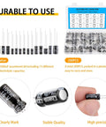 Electrolytic Capacitor Kit, 200 Pieces, 15 Value Assortment From 0.1uF To 1000uF, 10V 16V 25V 50V, Aluminum Capacitors, Box Display