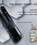 Pro Grade Digital Microscope Camera With 13MP 1080P HDMI VGA Output, 150X Zoom C Mount Lens, Foldable Stand, LED Ring Light, Soldering Microscope For Electronics Repair And DIY Component Inspection black 150X zoom C-mount lens, focus ring