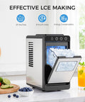 Compact Countertop Ice Maker With No Fuss Self Cleaning, Delivers 8 Cubes In 6 Minutes And Up To 26 Lbs Per Day, Stainless Steel