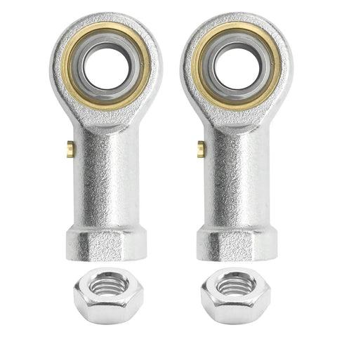 Two Pack PHS10 Rod End Bearings With Jam Nuts 10mm Bore M10x1.5 Right Hand Thread Pre Lubricated Joint For Industrial Machinery And Automation In Industrial Settings, front view