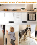 Tough As Nails 2 Pack Stainless Steel Door Push Plates 11.5 By 3 Inch Slick Black Kick Shield protecting door in kitchen with child and dog.