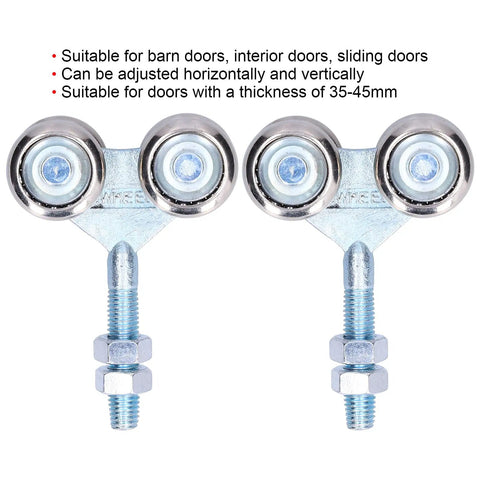 Heavy Duty Double Roller Wheels For Sliding Barn Doors Smooth Gliding Trolley Hardware Built Tough Iron Construction Pack Of Two.