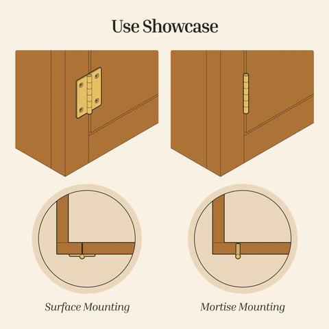 Slick Tight Fit Heavy Duty Solid Brass Finish Butterfly Butt Hinges 2x1.5 Inch Pack Of 2 For Flush Mount Cabinet Doors And Antique Furniture Woodworking Fixtures