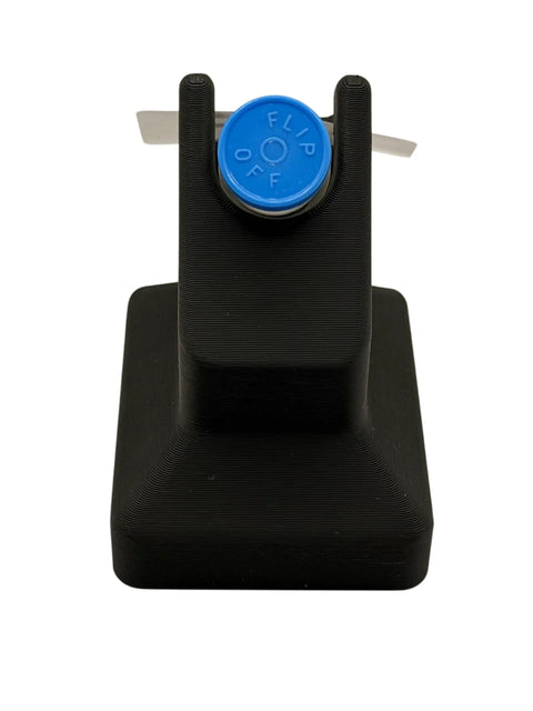 Top Notch 3ML Vial Label Applicator Hassle Free Alignment Station For 40X20MM Stickers black 3D printed jig with blue cap