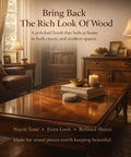 Killer Wood Scratch Repair Balm And Furniture Polish For Finished Countertops No Color Matching Needed Hella Slick Protective Sealant And Zero Hassle Home Care Essential on a polished wooden coffee table with candles and books.