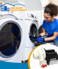Woman installing Washer Drain Pump Replacement Kit Direct Fit No Hassle With Premium Quality Build Easy Install For 137221600.