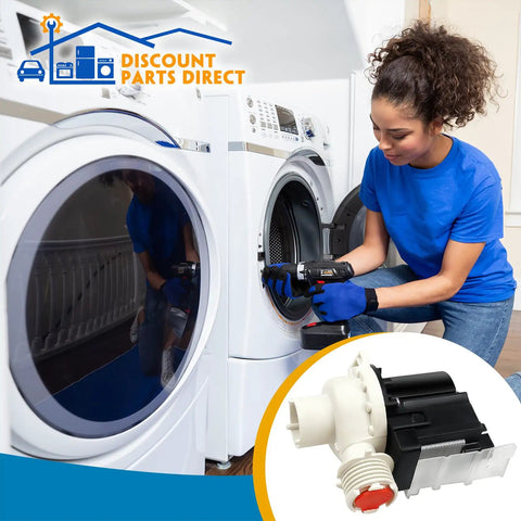 Woman installing Washer Drain Pump Replacement Kit Direct Fit No Hassle With Premium Quality Build Easy Install For 137221600.