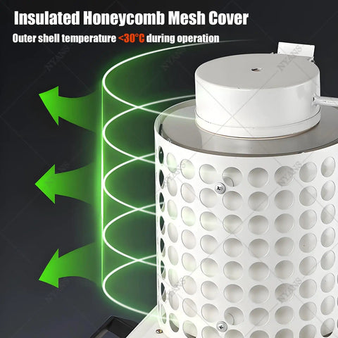 Close-up of Beastly 1 To 3 Kg Gold Melting Furnace's insulated honeycomb mesh cover showing temperature control feature.