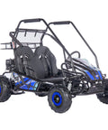 Blue Mud XL 212cc Two Seat Go Kart with full suspension, padded roll bar, rugged off road build, durable steel frame side view