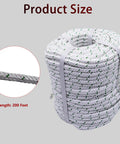 Heavy Duty 3/8 Inch 200 Ft Double Braid Polyester Rope for Outdoor Use, coiled rope with close-up showing texture