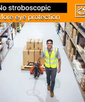 Worker in warehouse under Beastly Bright 250W LED High Bay Light 37,500 Lumens 5000K UFO Bay Lighting For Workshop Garage And Warehouse Durable 150 Lumens Per Watt High Efficiency Illumination