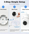 Universal Security Camera Junction Box Plastic Cable Management Box 3-Pack Fits Most Cameras Up To 4.3 Inches Dome Turret And Bullet Styles, Keeps Wires Neat And Protected For Indoor Or Outdoor Installations. 3-step setup diagram